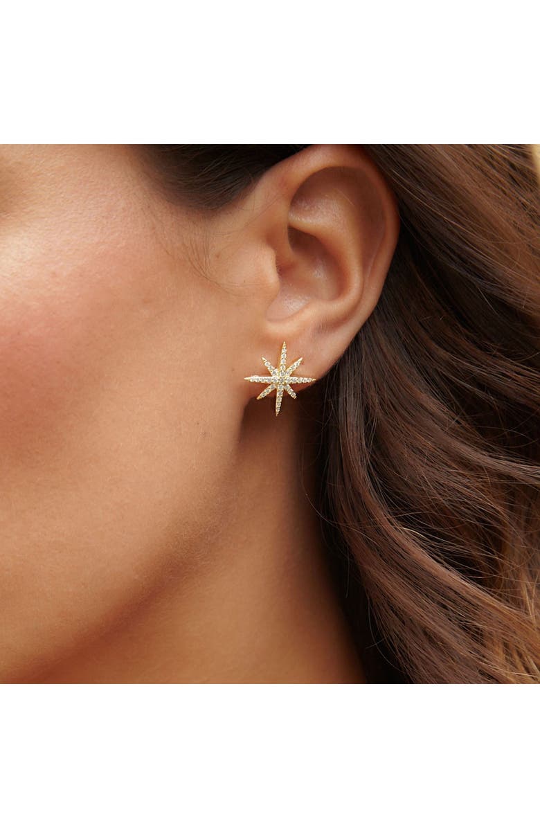 SAVVY CIE JEWELS 18K Gold Plated Sterling Silver CZ Starburst Stud Earrings, Alternate, color, 