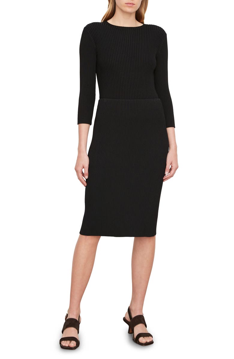 Vince Rib Sweater Skirt, Main, color, Black