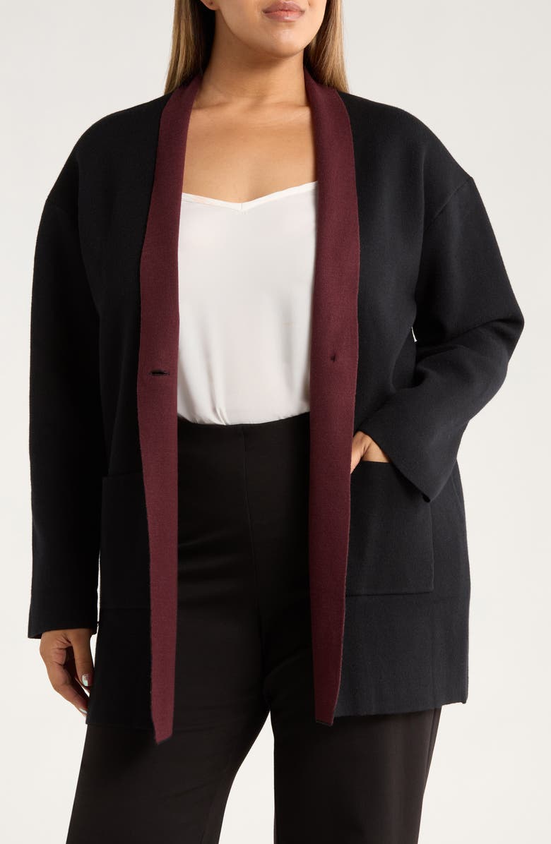 Lysse Nicolette Double Knit Cardigan, Main, color, Black/ Dark Plum