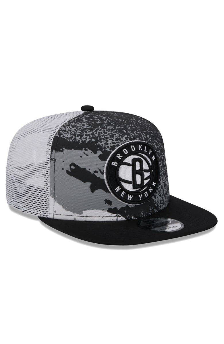 New Era Men's New Era Black Brooklyn Nets Court Sport Speckle 9FIFTY Snapback Hat, Alternate, color,