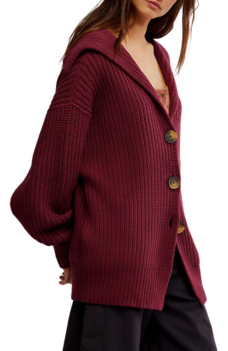 Free People Swim Too Deep Cardigan, Alternate, color, Cabernet