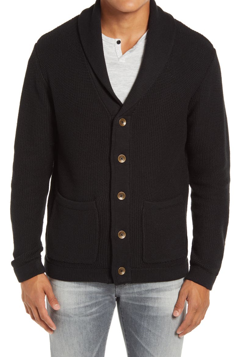 Liverpool Shawl Collar Cardigan, Alternate, color, BLACK