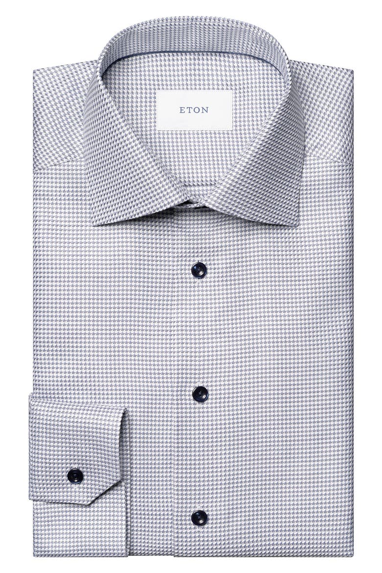 Contemporary Fit Houndstooth Dress Shirt, Main, color, NAVY