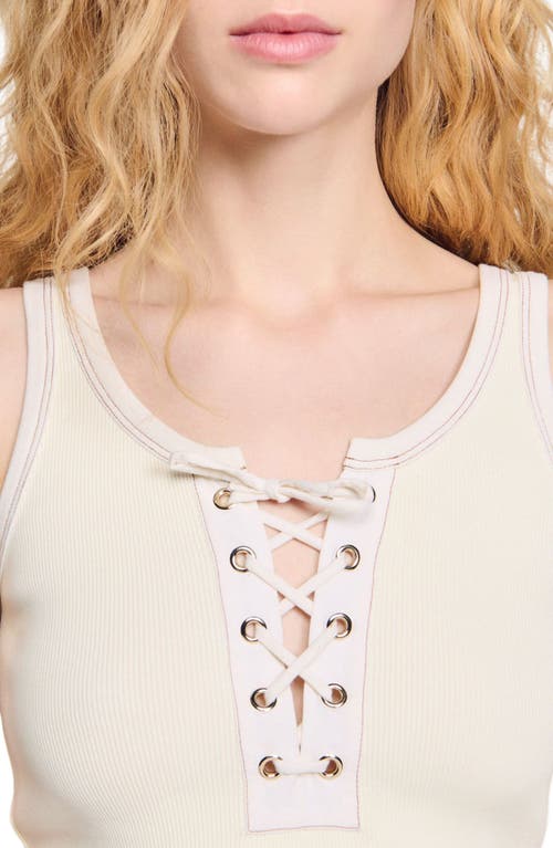 Sandro Safari Lace-up Tank Top In Ecru