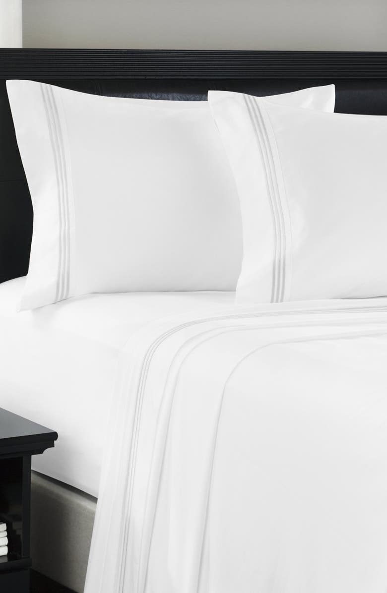 Luxury Home 3-Line Microfiber Sheet Set, Main, color, White