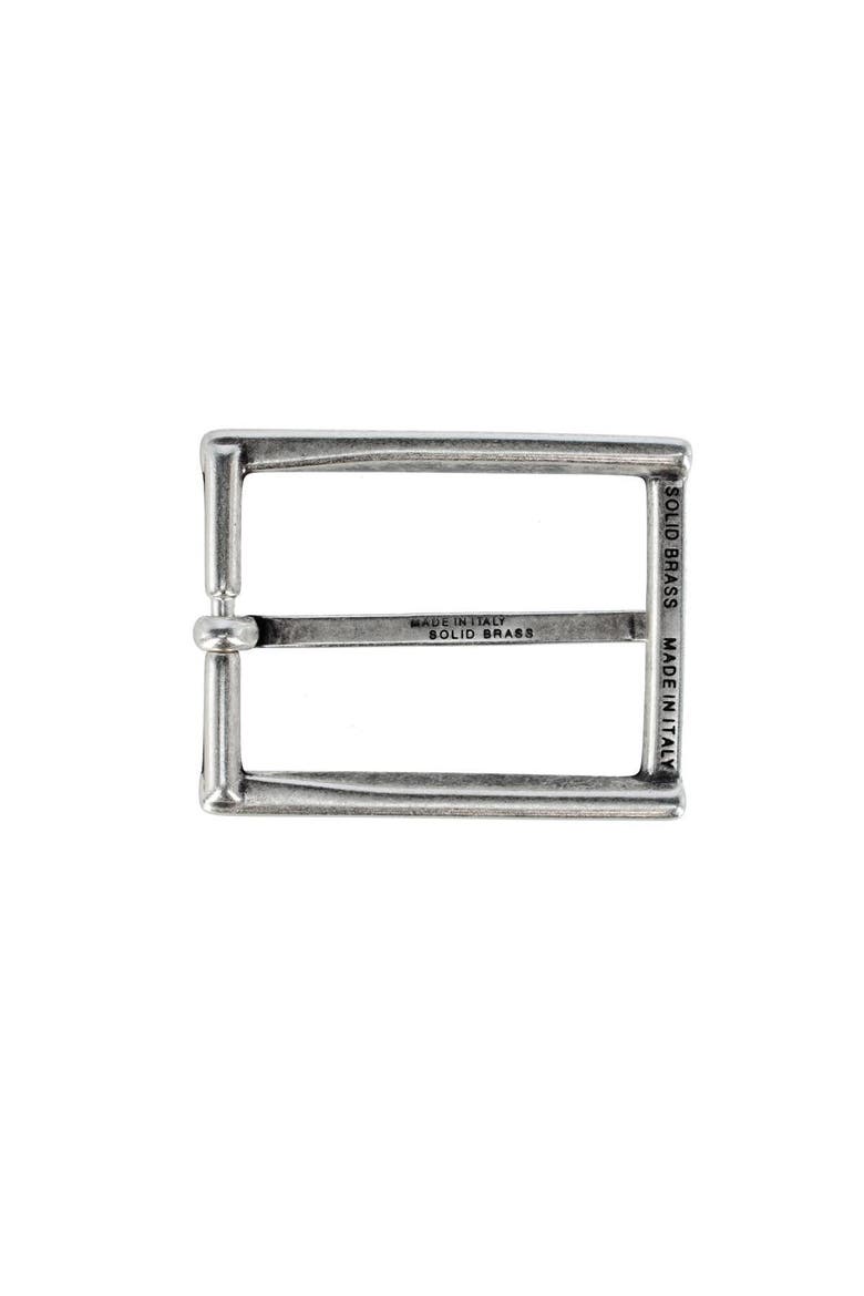 35mm Italian Simply Classic Rectangular Solid Brass Harness Belt Buckle, Alternate, color, English Silver