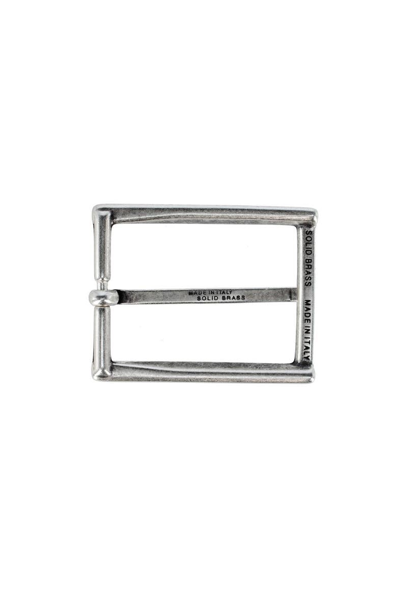 Trafalgar 35mm Italian Simply Classic Rectangular Solid Brass Harness Belt Buckle, Alternate, color, English Silver