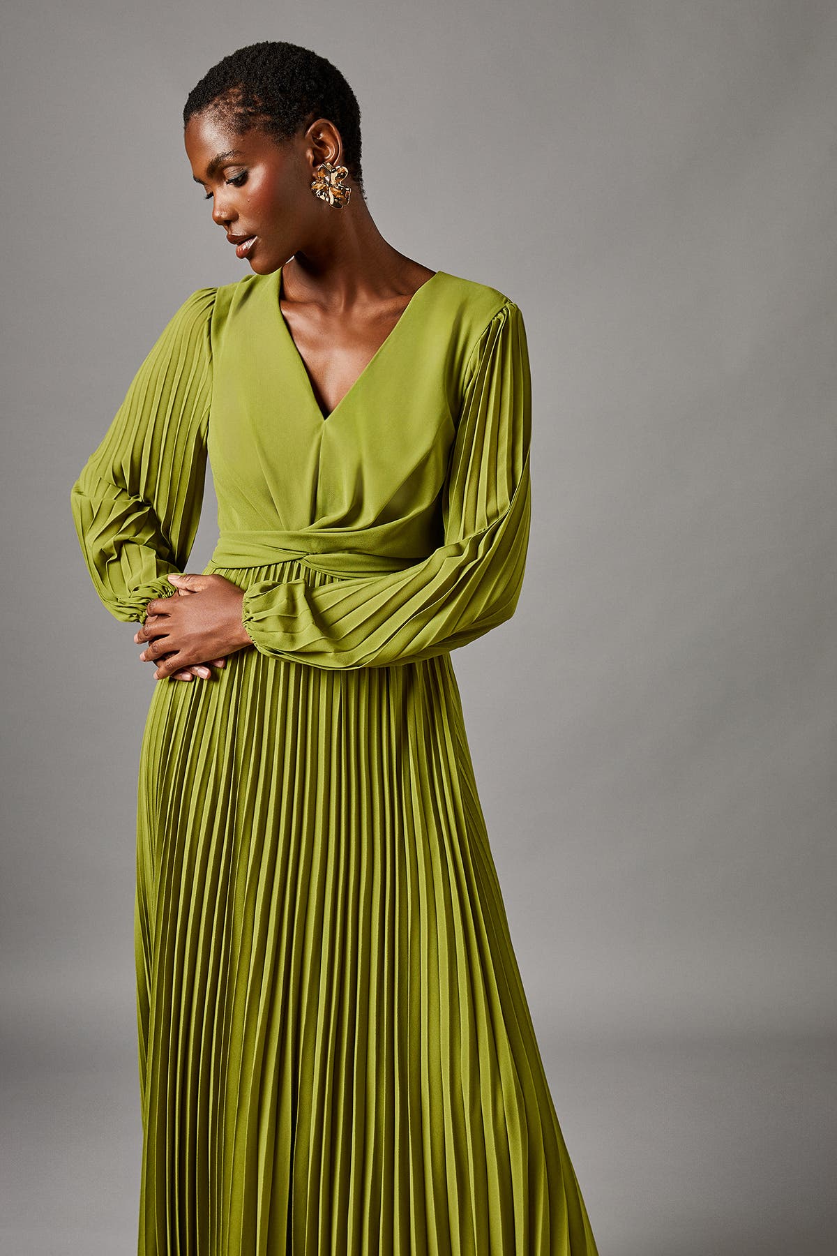 Coast Pleated Wrap Front Dress (Women) | Nordstrom