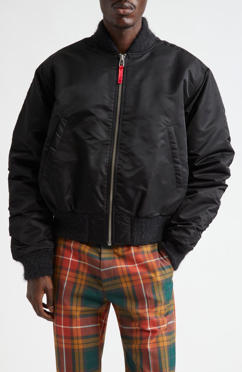 STOCKHOLM SURFBOARD CLUB Nylon Bomber Jacket, Main, color, Black