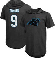 Majestic Threads Men's Majestic Threads Bryce Young Black Carolina Panthers Player Name & Number Tri-Blend Slim Fit Hoodie T-Shirt
