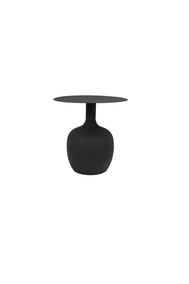 Modern Textured Round Metal Side Table, Black, Main, color, Black