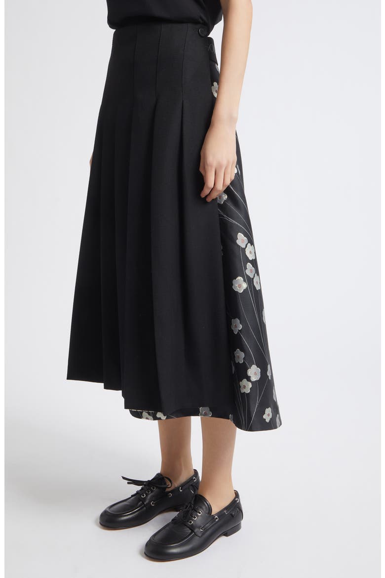 Hybrid Pleated Midi Skirt, Alternate, color, BOUQUET IN PIECES