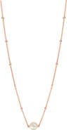 EFFY 14K Yellow Gold Diamond Solitaire Fresh Water Pearl Necklace
