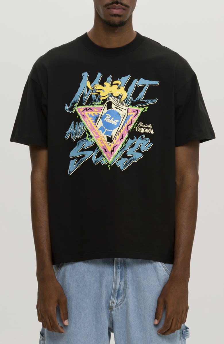 Maui & Sons x Pabst Blue Ribbon Rad Graphic T-Shirt, Main, color, Black