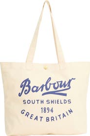 Barbour Script Cotton Canvas Tote