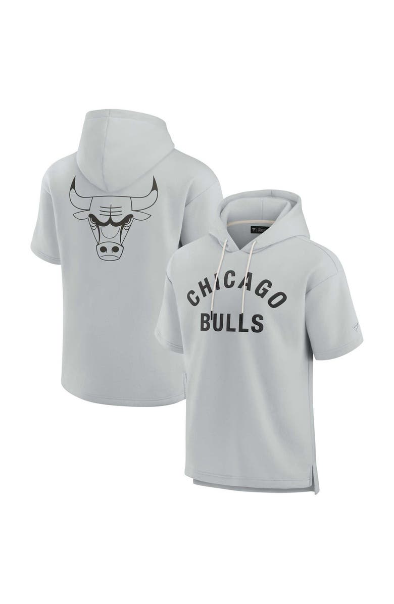 Fanatics Signature Unisex Fanatics Signature Gray Chicago Bulls Elements Super Soft Fleece Short Sleeve Pullover Hoodie, Main, color, Gray