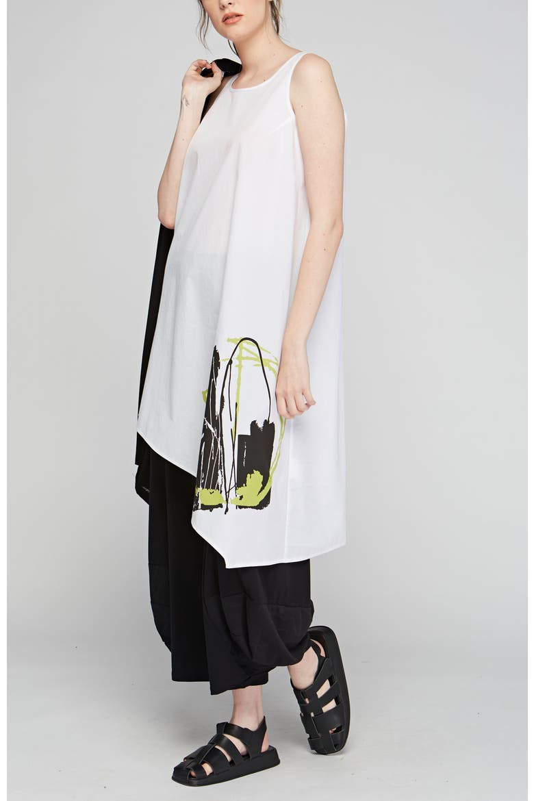 Allegro Printed Asymmetrical Poplin Tunic, Alternate, color, White