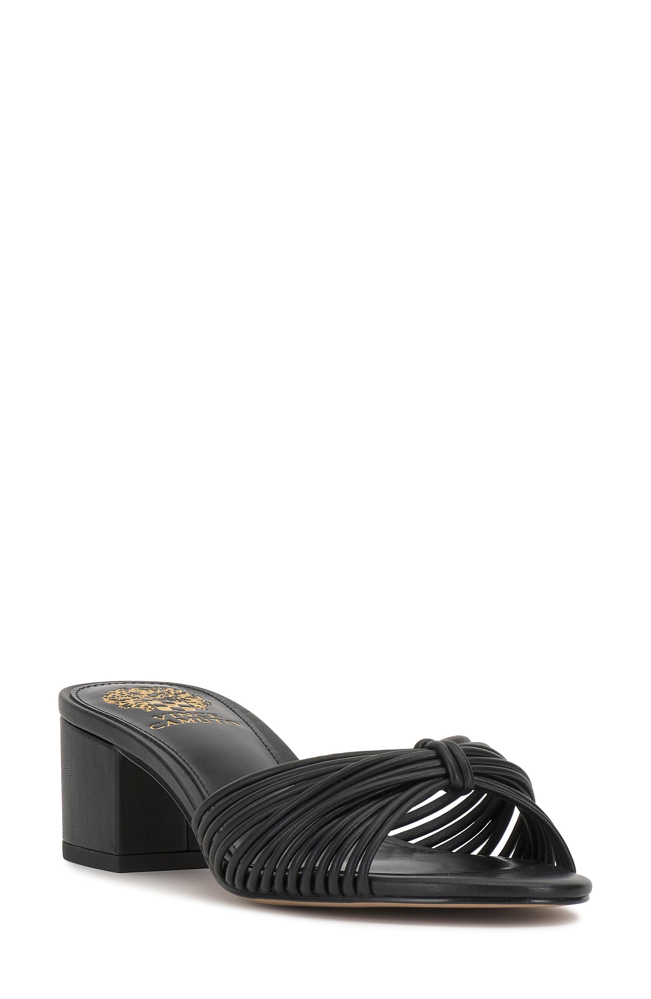 Vince Camuto Lendry Knotted Sandal, Main, color, Black Soft Nappa Silk