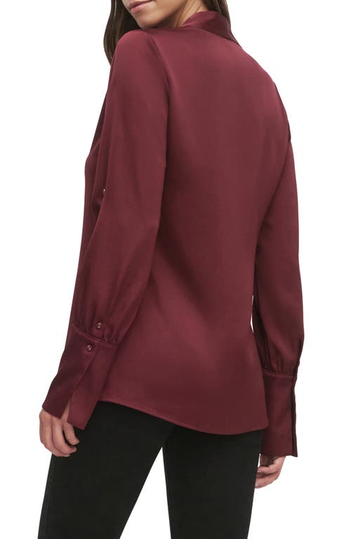 Favorite Daughter The Izzy Fluted Sleeve Satin Shirt In Burgundy