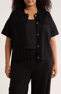 T Tahari Short Sleeve Button Front Cardigan