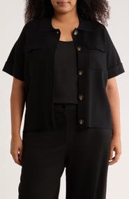 T Tahari Short Sleeve Button Front Cardigan