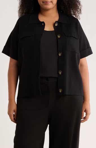 T Tahari Short Sleeve Button Front Cardigan