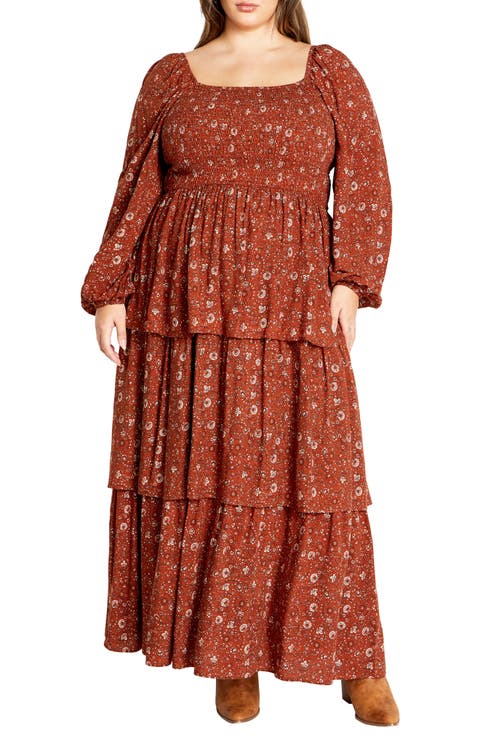 Cassidy Floral Smocked Maxi Dress (Plus)