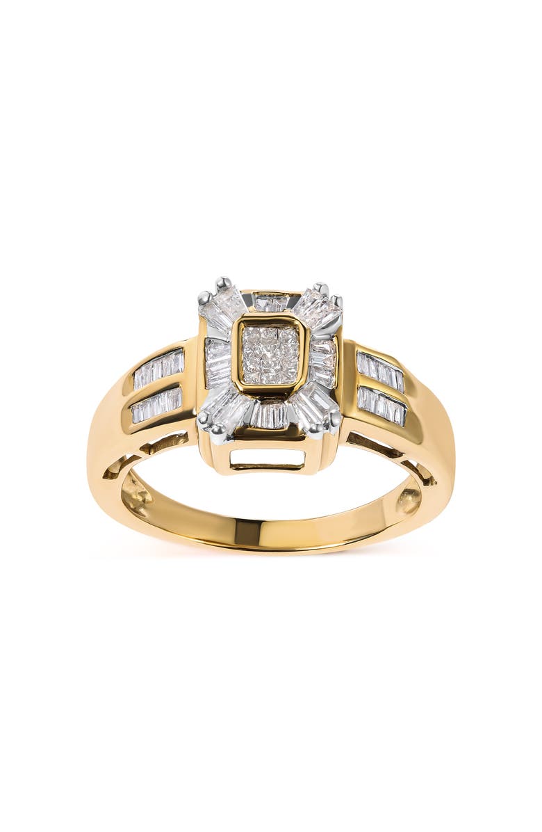 Haus of Brilliance 10K Yellow Gold 1/2 Cttw Diamond Composite and Halo Ring, Alternate, color, Yellow