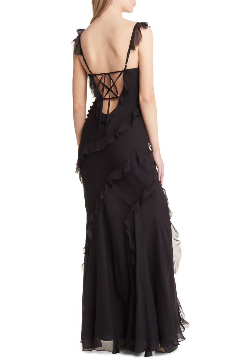 Topshop Ruffle Frill Maxi Dress, Alternate, color,