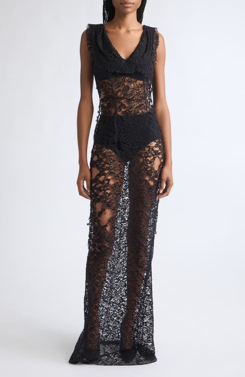Deconstructed Lace Maxi Dress