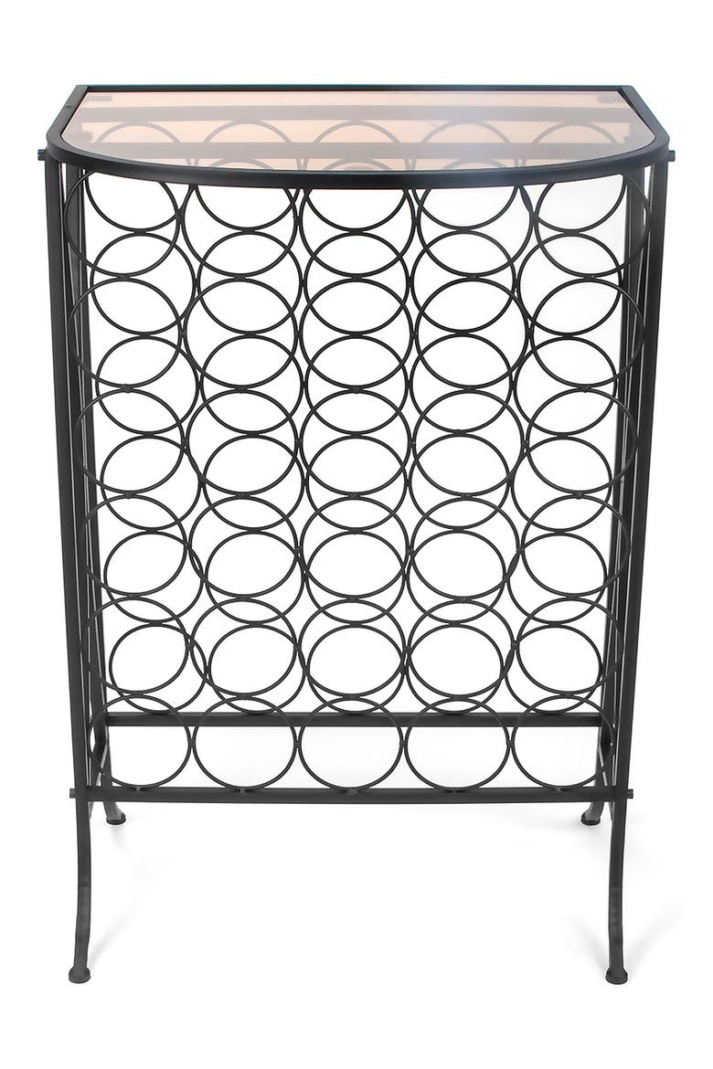 Glass Top 30 Bottle Wine Stand, Alternate, color, BLACK