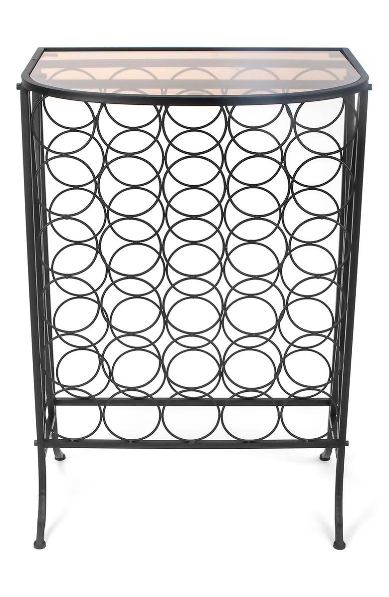 SORBUS Glass Top 30 Bottle Wine Stand, Alternate, color, Black