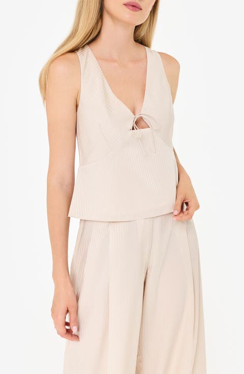 Kiawah Tie Neck Sleeveless Stretch Silk Top