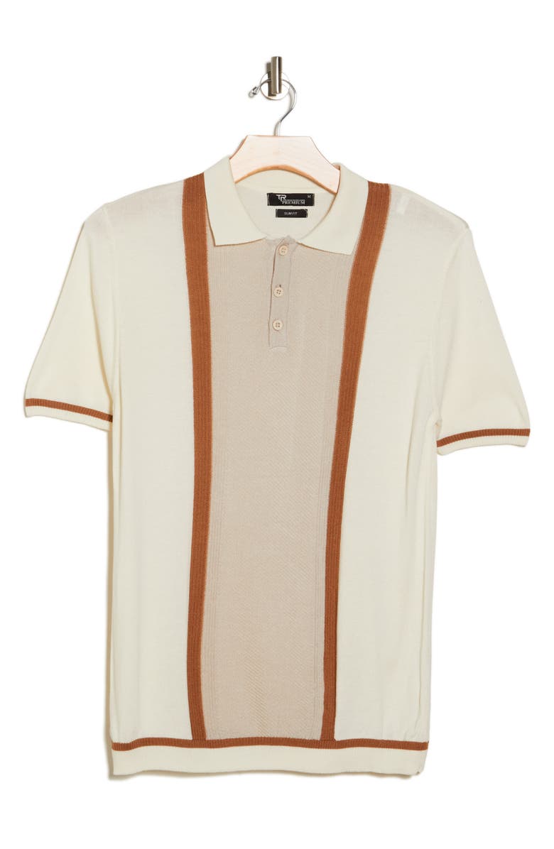 T.R. PREMIUM Textured Sweater Knit Polo, Alternate, color, Cream
