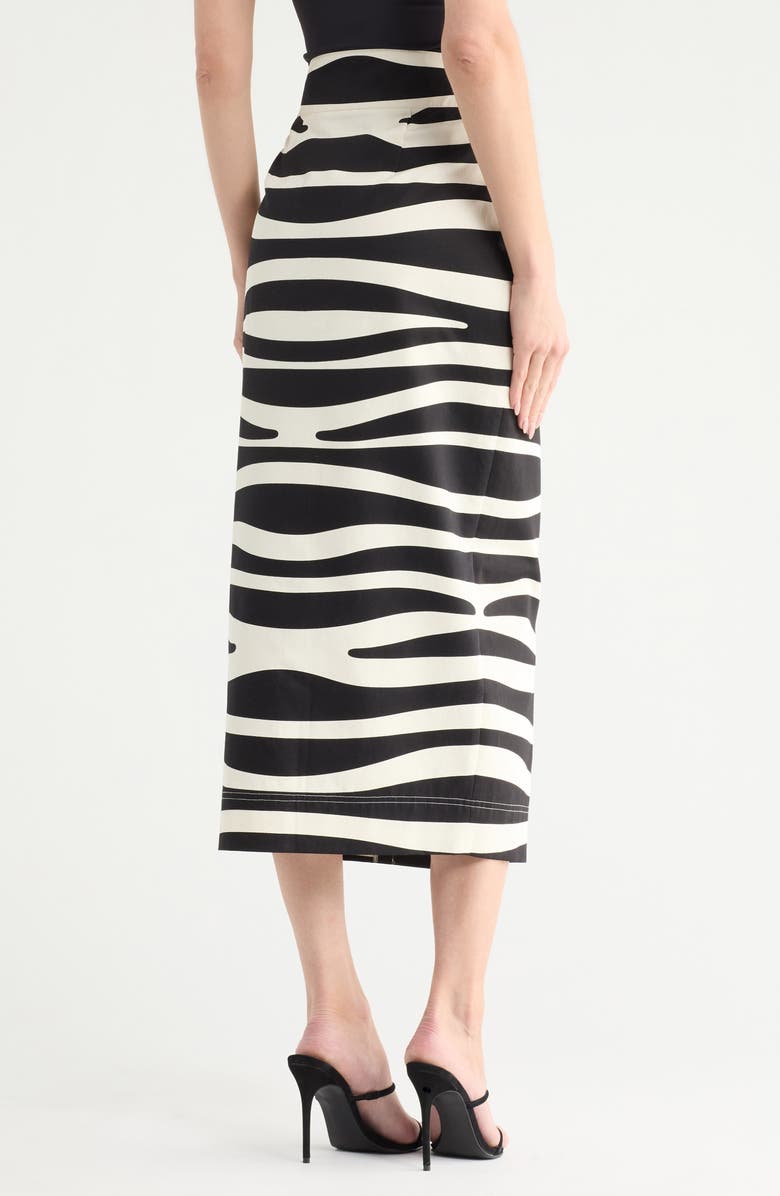 FRAME Button Front Cotton Pencil Skirt, Alternate, color, Black Multi