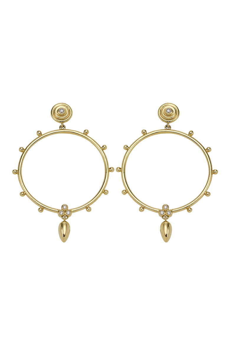 18K Gold & Diamond Circle Anfora Earrings, Main, color, YELLOW GOLD