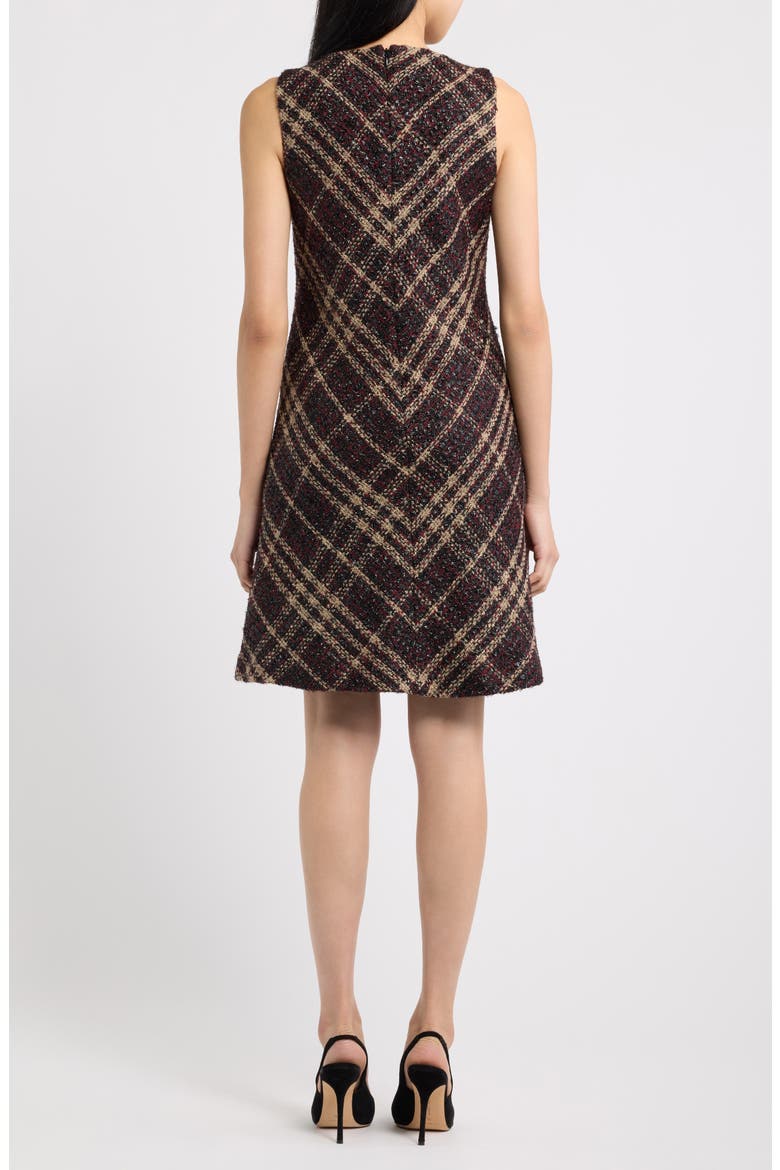 Plaid Tweed Sleeveless Swing Dress, Alternate, color, BAROLO MULTI