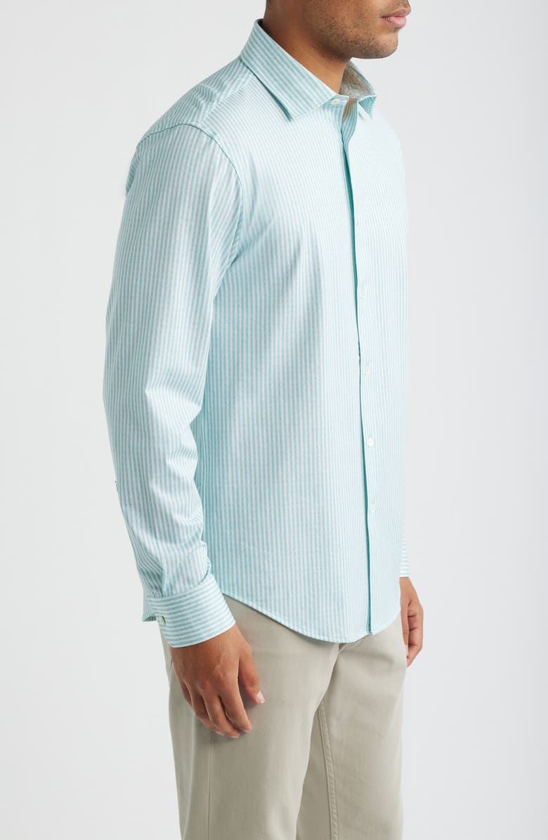 Bugatchi Jimmy OoohCotton<sup>®</sup> Stripe Button-Up Shirt, Alternate, color, Menthol