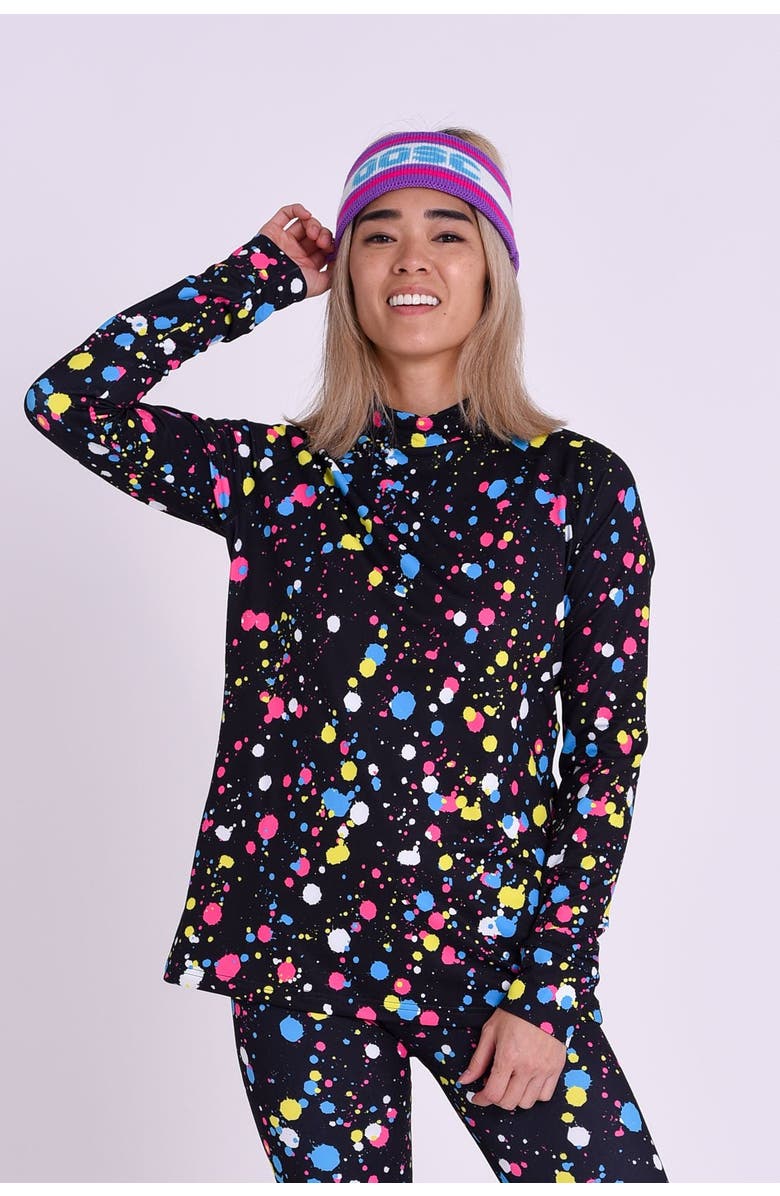 OOSC Baselayer Top - Catalina Wine Mixer Women's, Main, color, Black With Colorful Splatter