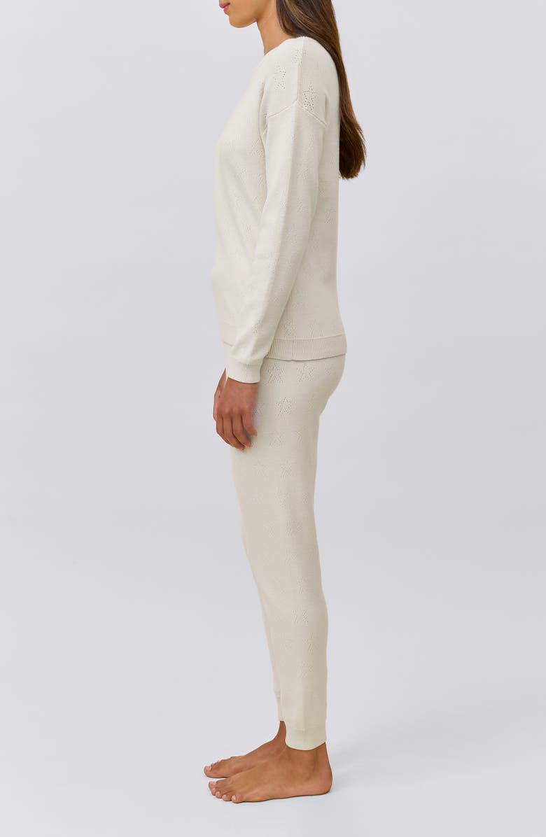 Papinelle Cozy Pointelle Jogger Pajamas, Alternate, color, Biscuit