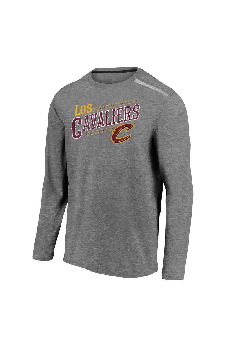 FANATICS Men's Fanatics Branded Heather Charcoal Cleveland Cavaliers 2021 Noches Éne-Bé-A Authentic Shooting Long Sleeve T-Shirt, Alternate, color, 