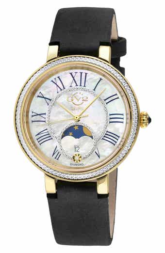 GV2 Genoa Diamond Embellished Leather Strap Watch, 37mm
