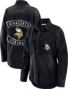 WEAR by Erin Andrews Women's WEAR by Erin Andrews Black Minnesota Vikings Washed Oversized Denim Full-Snap Shacket