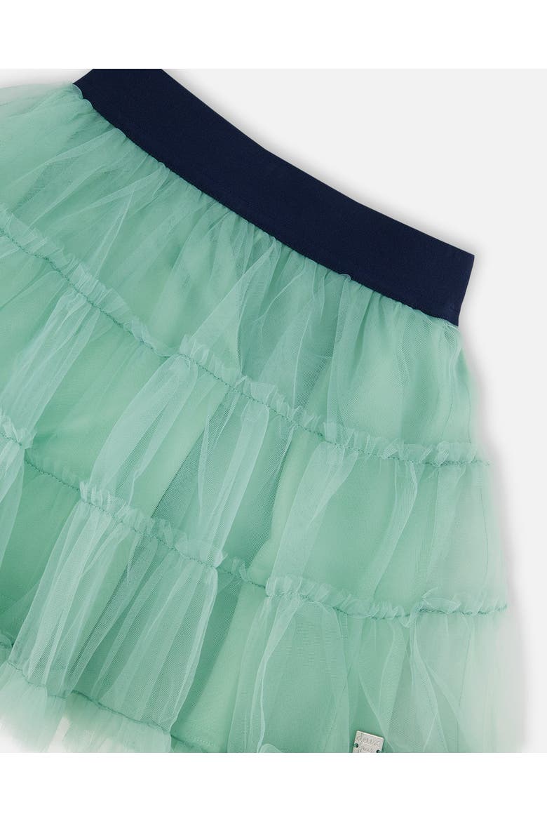 Little Girl's Mesh Skirt With Frills Turquoise, Alternate, color, Aqua Sea