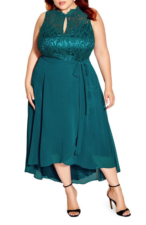 Vera Lace Sleeveless High-Low Dress (Plus)