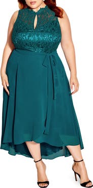 City Chic Vera Lace Sleeveless High-Low Dress