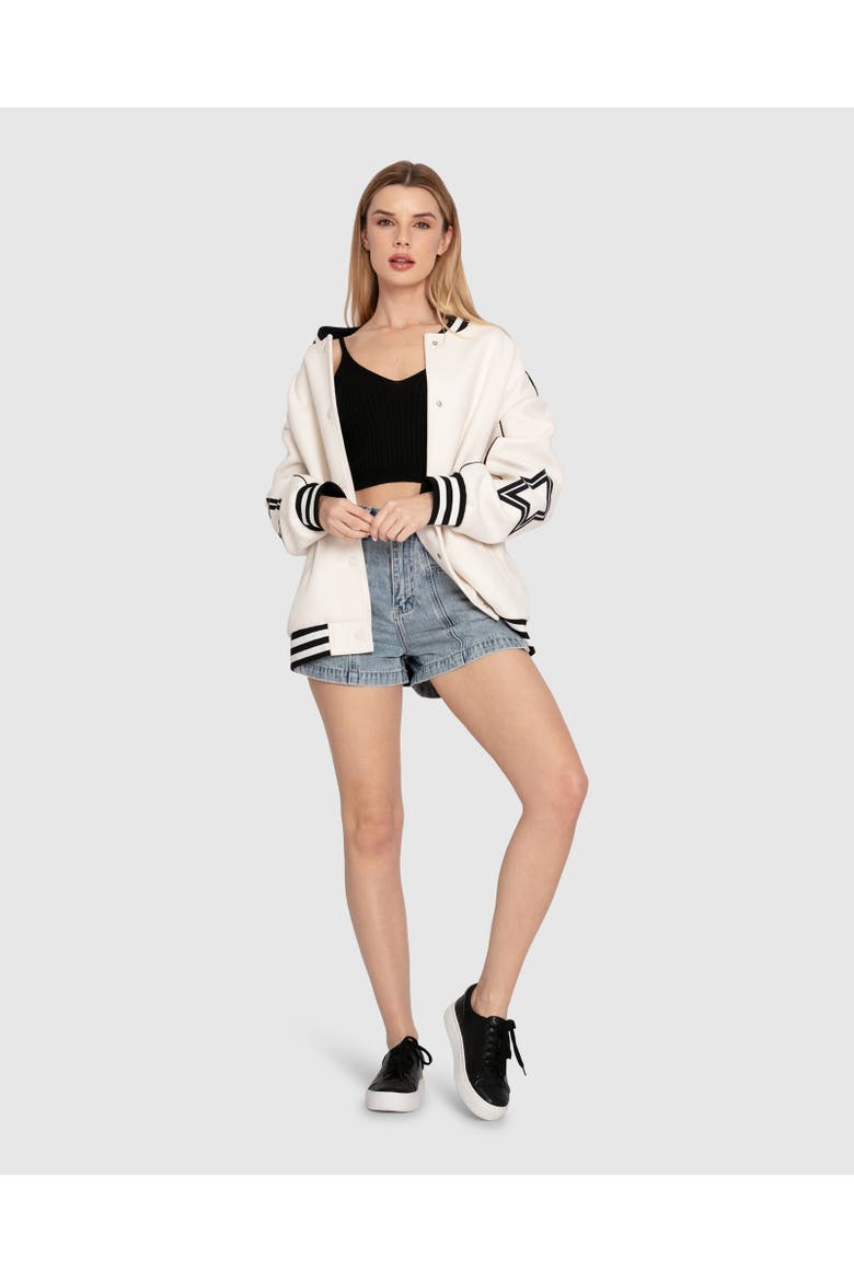 Hold Me Close Letterman Bomber, Alternate, color, White