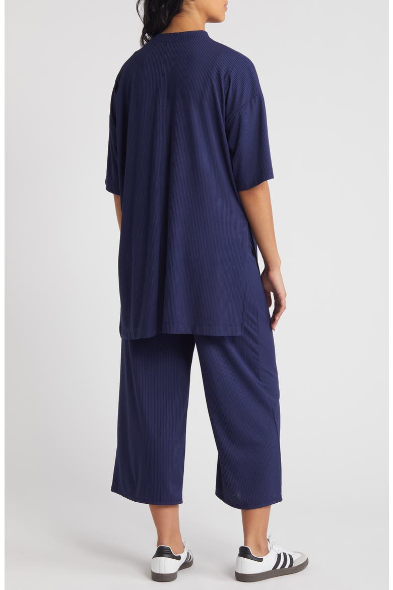 Lex Rib Oversize T-Shirt & High Waist Crop Pants, Alternate, color, MIDNIGHT BLUE