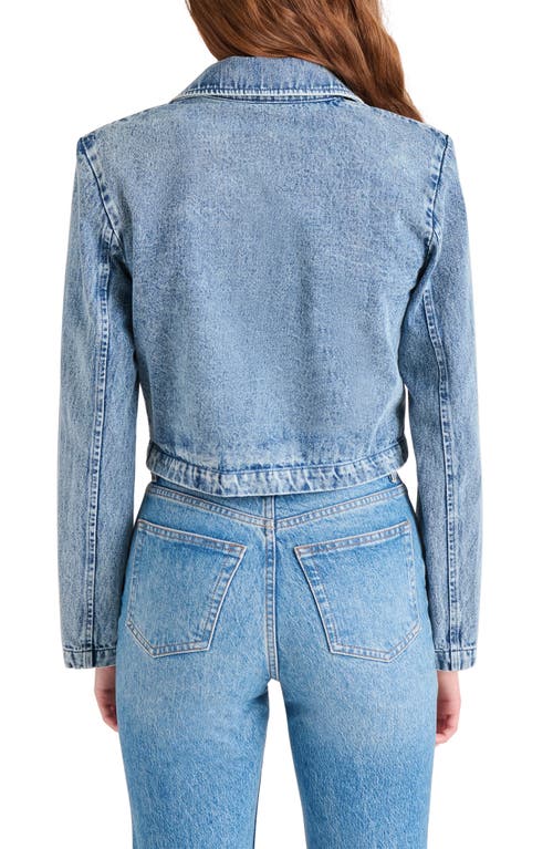 Steve Madden Tarin Crop Denim Blazer In Acidwash Denim