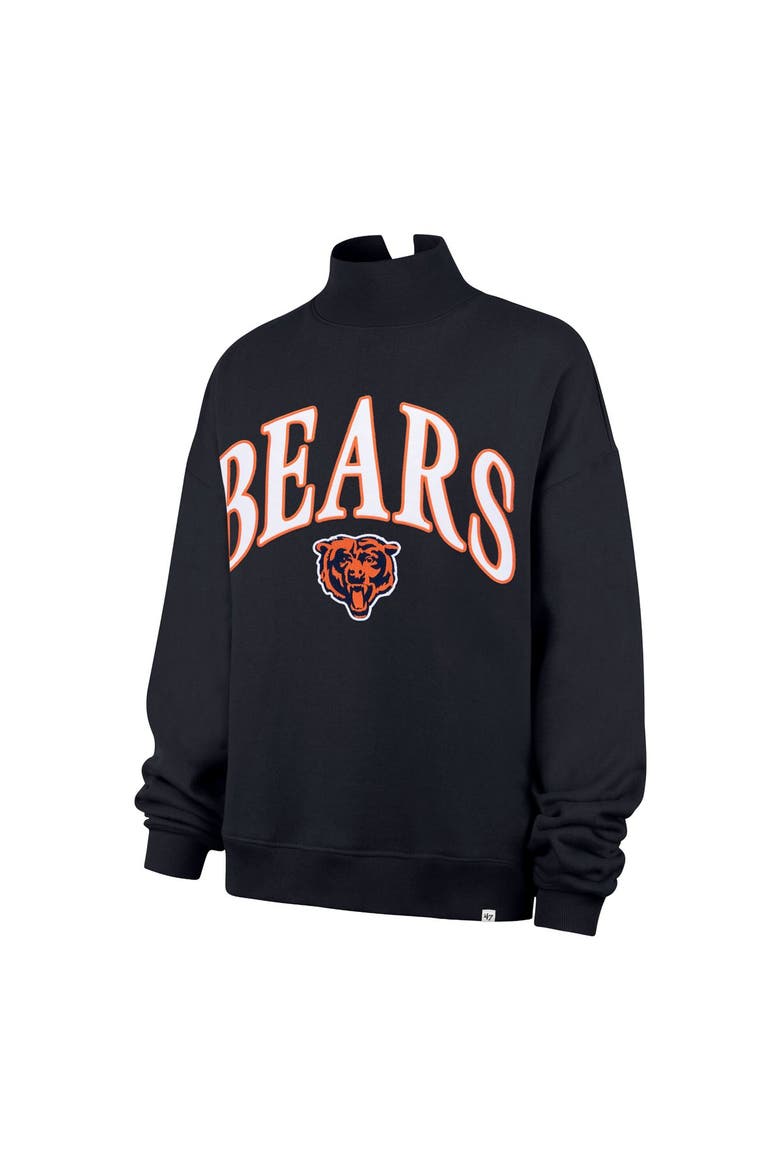 Women's '47 Navy Chicago Bears Oversized Vantage Mock Neck Sweatshirt, Alternate, color, Navy